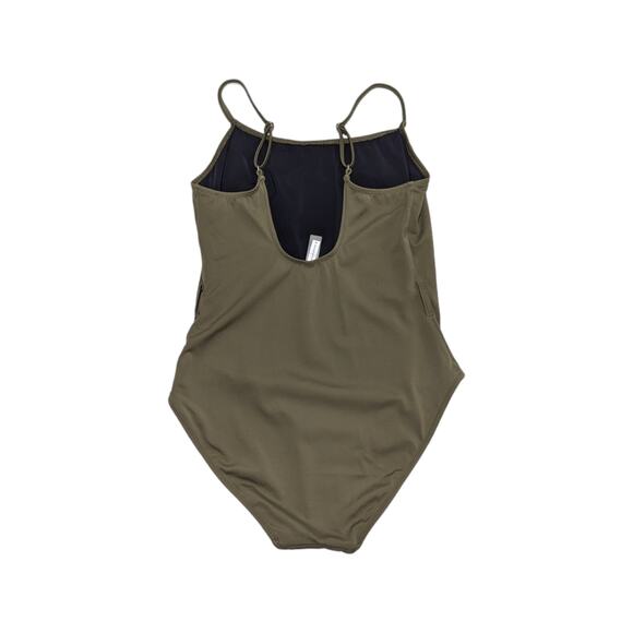Solid and Striped Nina One Piece Swimsuit Olive Green Swimwear Womens Large Army - Picture 2 of 5